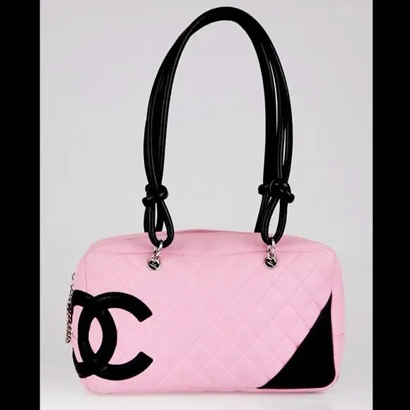 Chanel pink black quilter leather Cambon bowler tote bag / shoulder bag - Picture 16 of 16